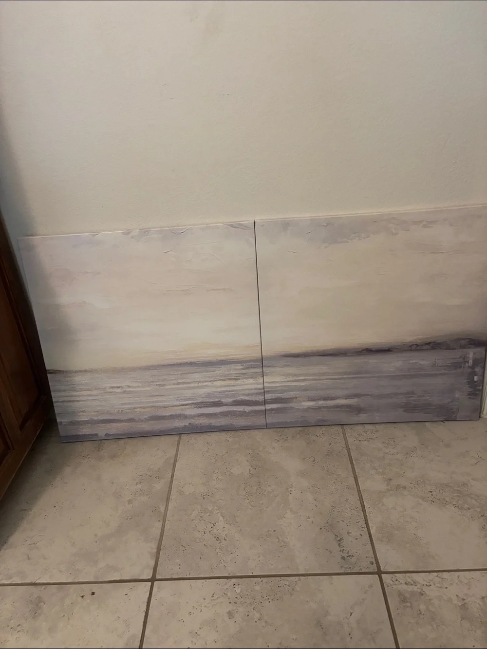 Neutral Coastal Horizon Wall Art - Beige and Blue there are 2 pictures